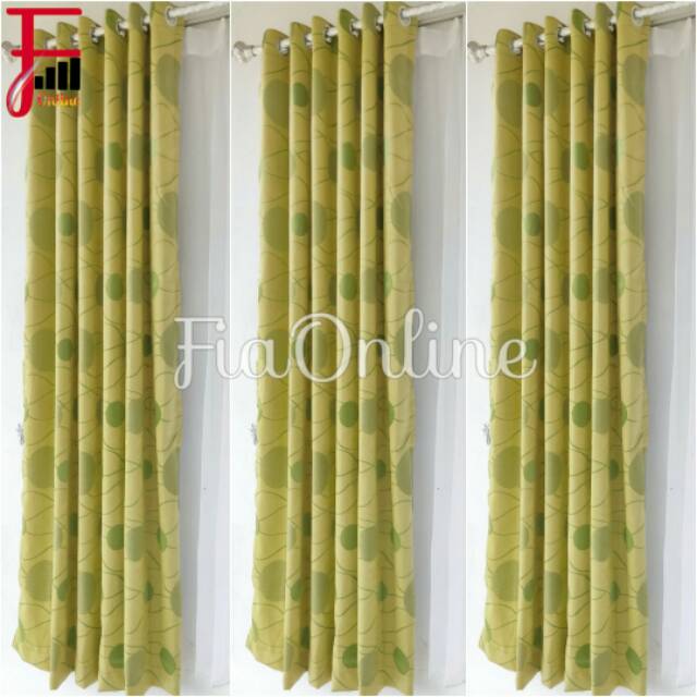 Gorden pintu gorden jendela minimalis hordeng jendela acacia hijau motif dua sisi bahan IMPORT