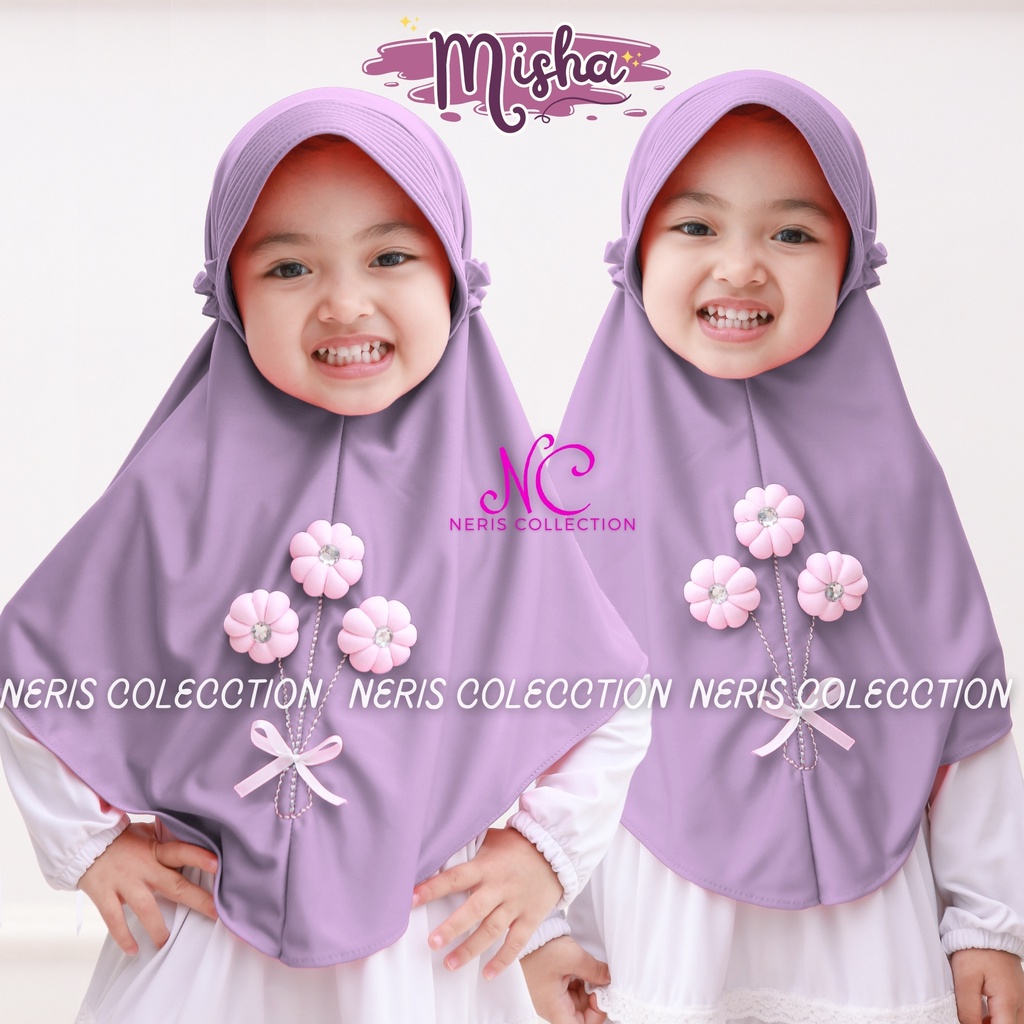 Bergo Anak Misha Variasi Bunga / Hijab Anak TK Kekinian / Hijab Anak TK Tali Karet / Jilbab Anak Kar