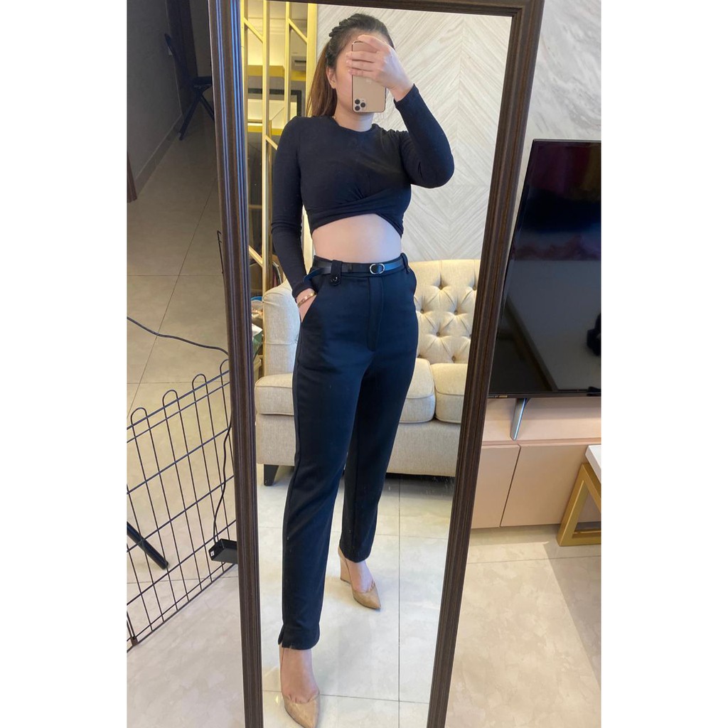 543#Scuba pants + belt / celana kantor/ celana pensil/ celana fashion/fashion wanita/ style korea+FREE BELT OVAL