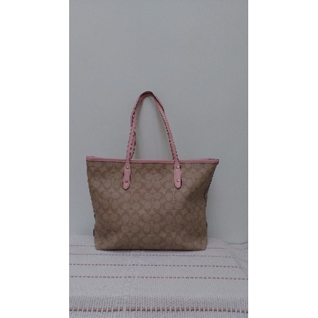 preloved coach signature city zip tote bag second