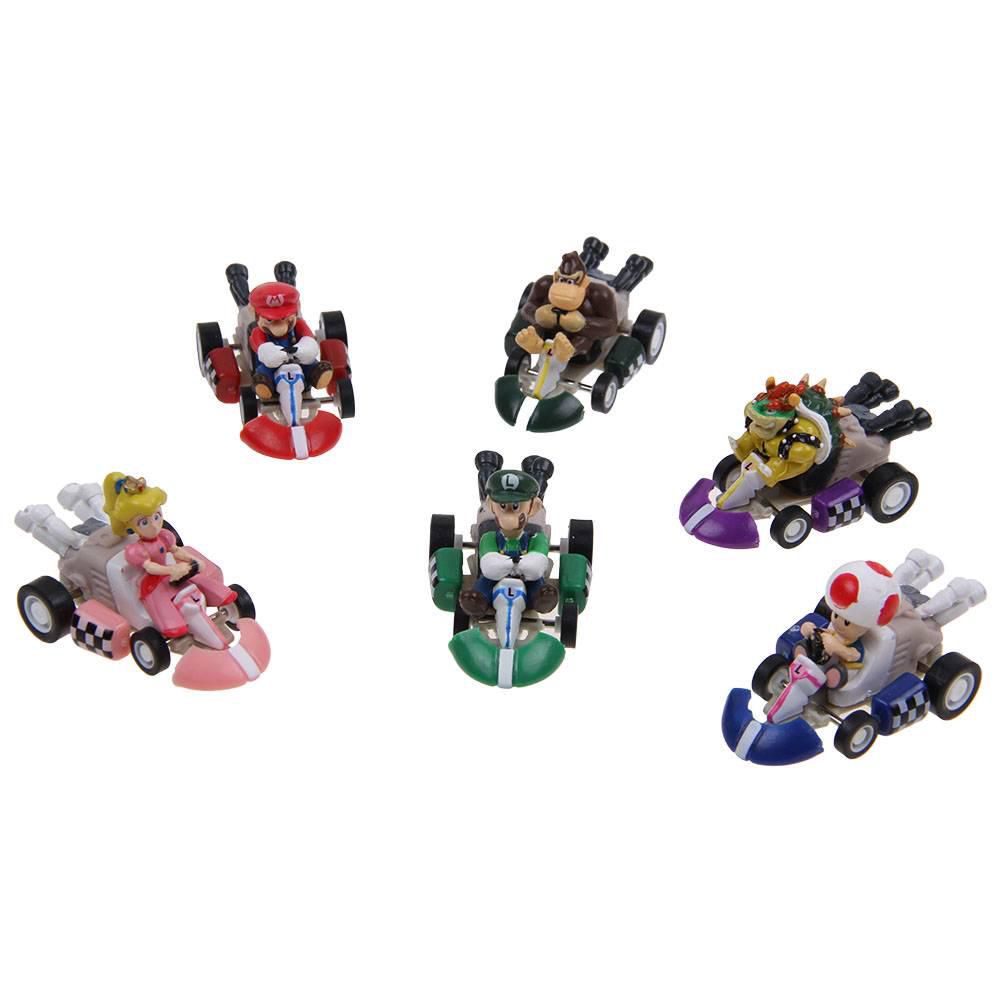 5.5cm Super Mario Bros Kart Pull Back Car Figures Action Figure Doll Kids Toys 6 PCS Collectibles