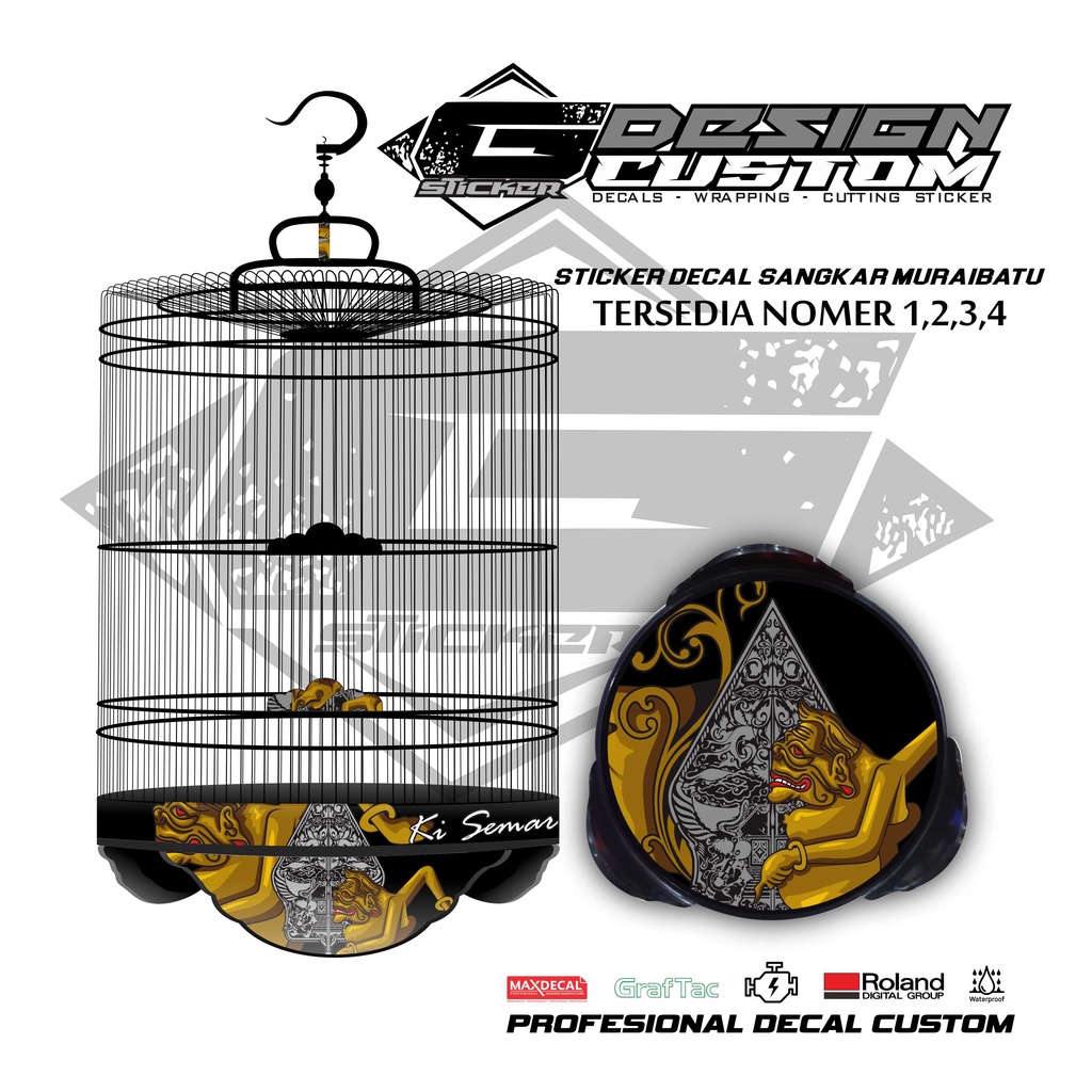 DECAL STICKER TEBOK EBOD SANGKAR MURAI BATU No.1,2,3 GAMBAR TOKOH WAYANG SEMAR