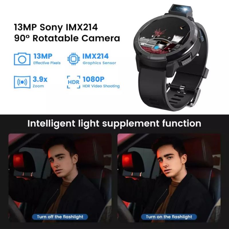 KOSPET OPTIMUS 2 4G LTE 4/128GB Ultra Smartwatch Phone Android Dual Chip Rotateable Camera with Flash