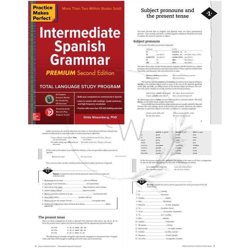 Complete Spanish All-in-One / Basic Spanish / Grammar Intermediate & Advanced / Conversation / Verb Tenses / Vocabulary - Practice Makes Perfect | Buku Bahasa Spanyol-Intermediate Grammar
