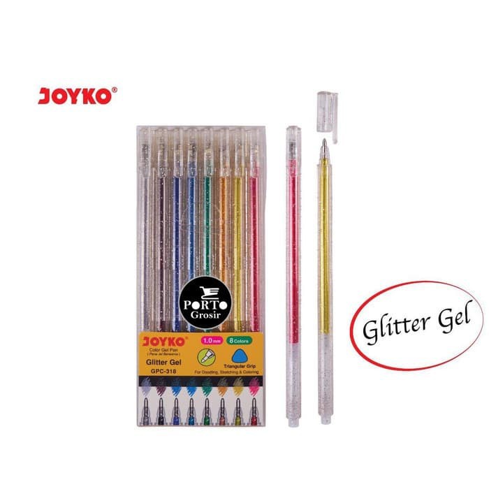 Joyko Color Gel Pen GPC-318 Metallic Pulpen Sketsa Pena Glitter 8 Warna GPC318 1.0mm 1.0 mm