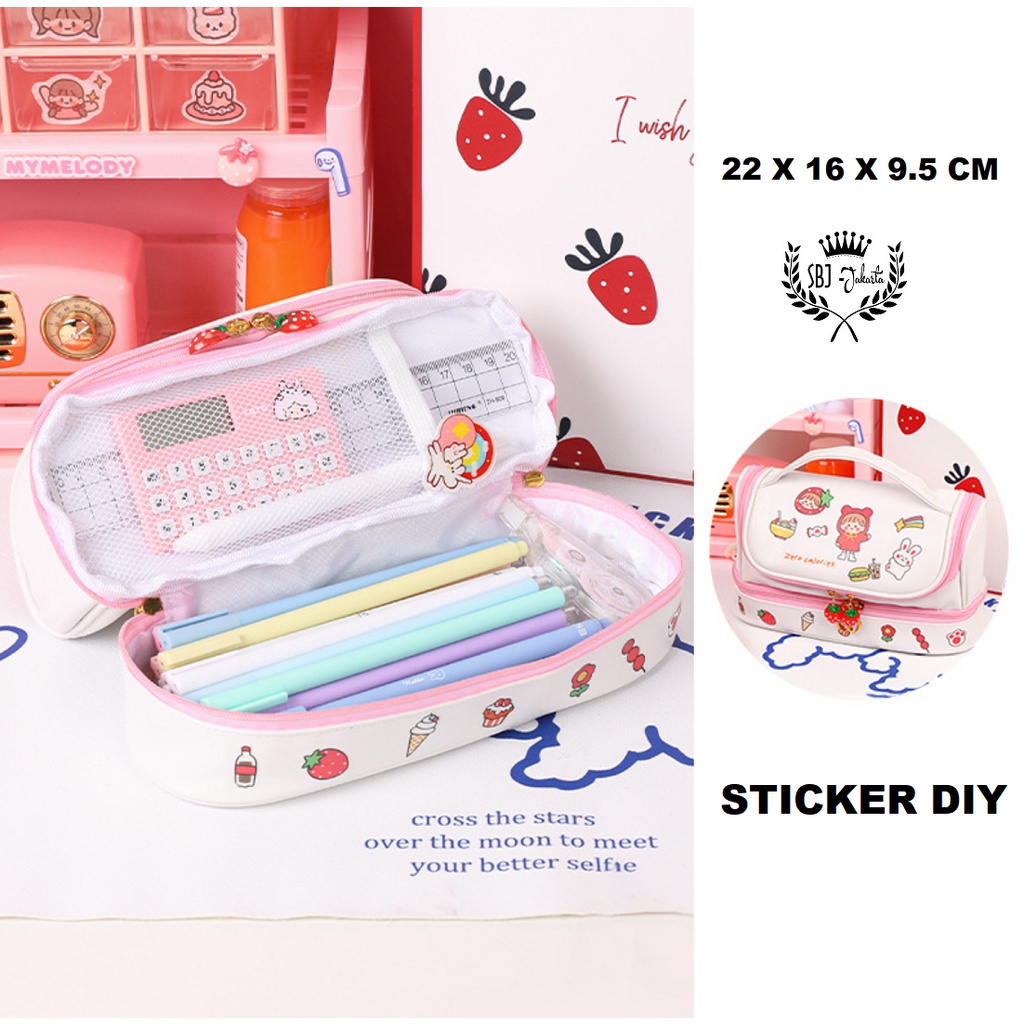 Tempat Pensil Kotak Pensil STICKER DIY Korea Design Pencil Case