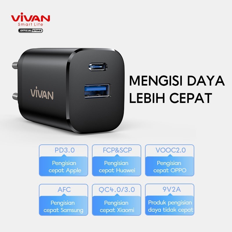 Vivan Power Super 30 QC 3.0 PD 30W With 3A Fast Charging Cable Type-C