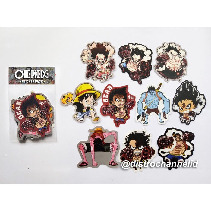 

Stiker pack One Piece Luffy Gears isi 10 pcs Bahan Vinil Tahan Air Waterproof