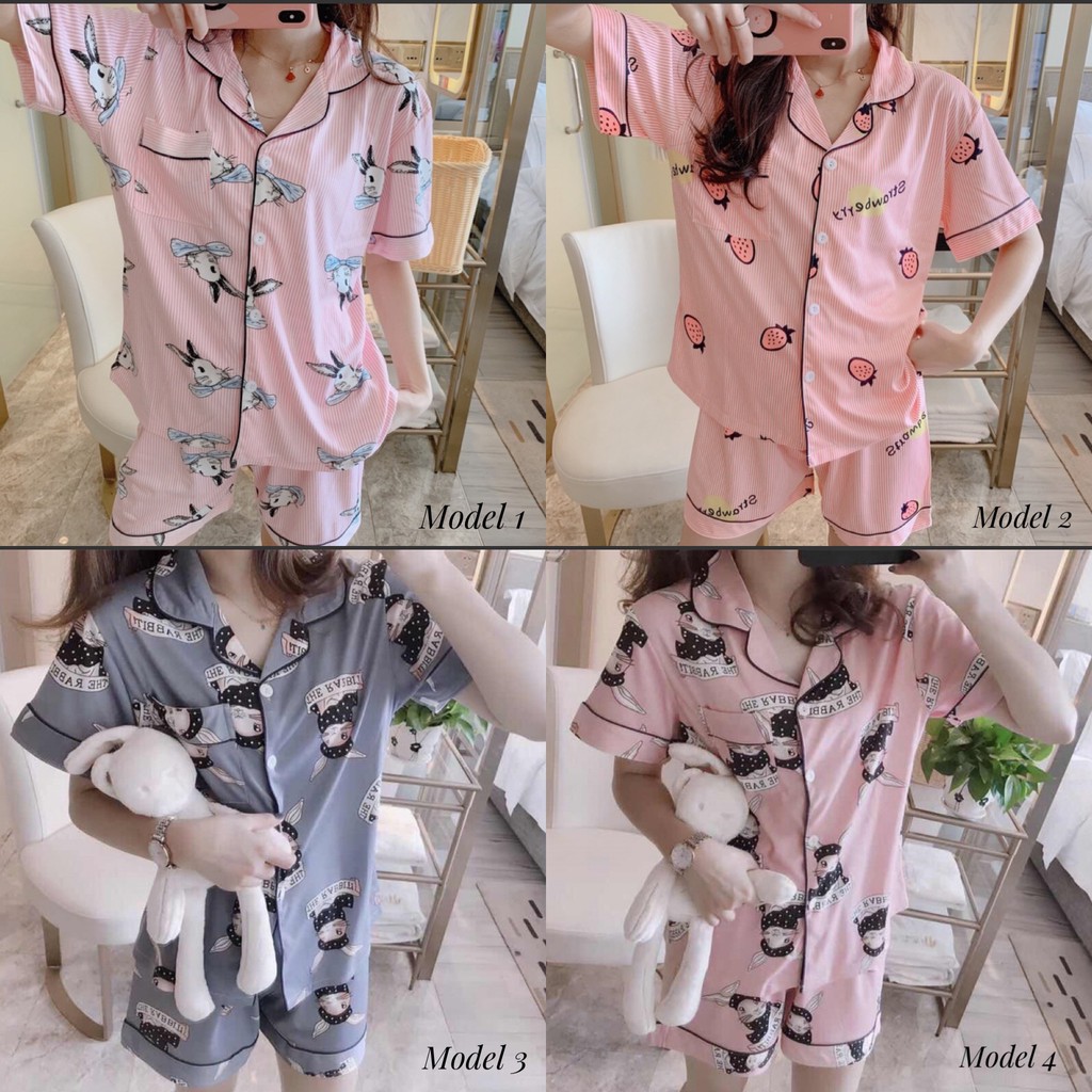 Baju tidur / piyama / sleepwear wanita bahan import murah BTB020-1