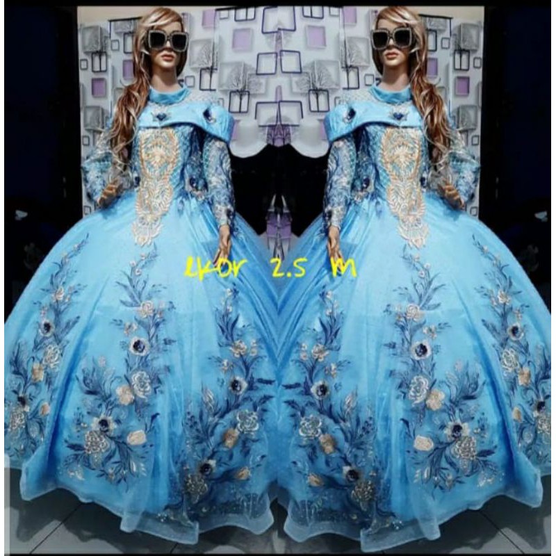 Gaun pengantin organza dot