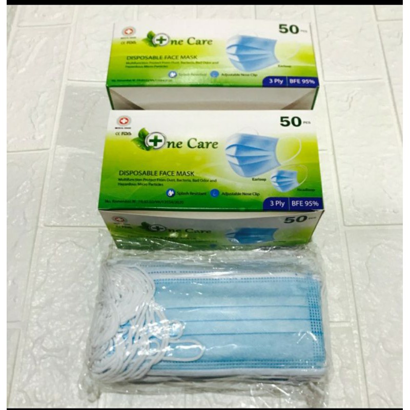 ONE CARE 3PLY ISI 50PC biru