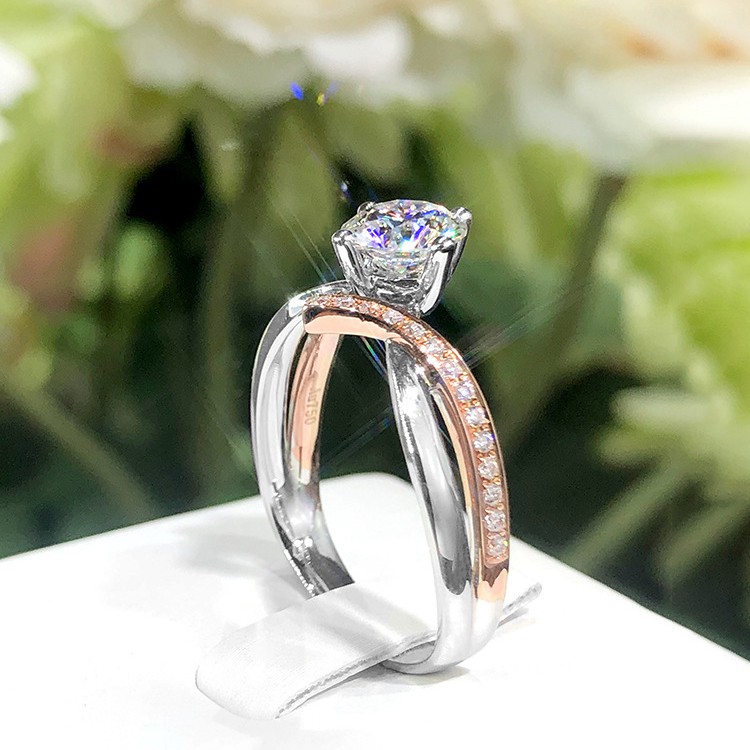 925 Cincin Bentuk V Kreatif Perak Murni pt950 Mawar emas Perhiasan Berlian yang Dapat Disesuaikan