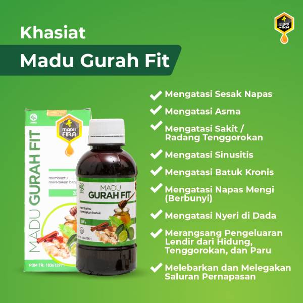 Madu GURAH FIT Original Obat Herbal Batuk Berdahak Kering Sesak Radang Tenggorokan 280 gram