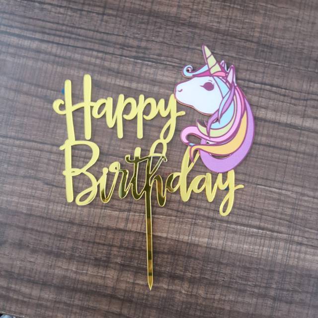 Cake Topper Happy Birthday Unicorn Dekorasi Hiasan kue Ultah Tema Unicorn My Little Pony Murah