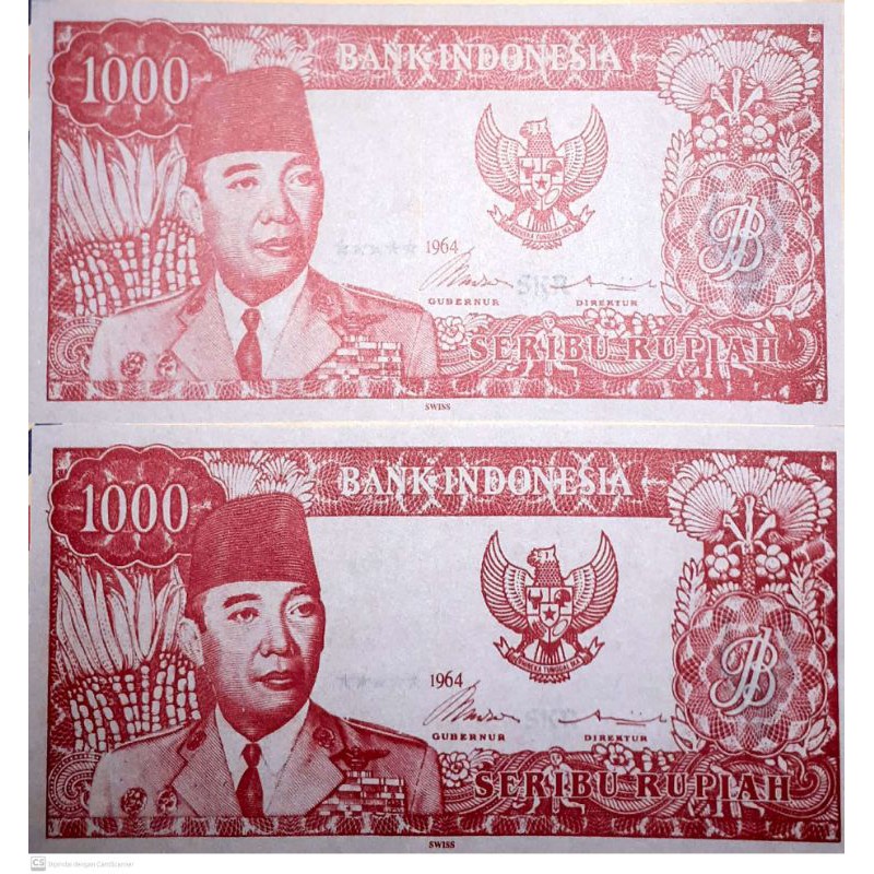 EDISI KHUSUS Uang 1000 Soekarno Tahun 1964 Uang Sukarno Menggulung Diatas Air Es Uang 1.000 Soekarno
