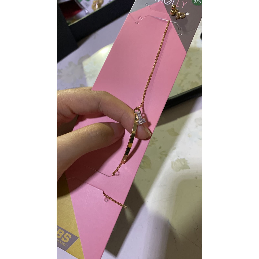 GELANG UBS GOLD EMAS ASLI WANITA DEWASA RINGAN MILLIE MOLLY LOVE COCOK UNTUK KADO KADAR 375/8KARAT