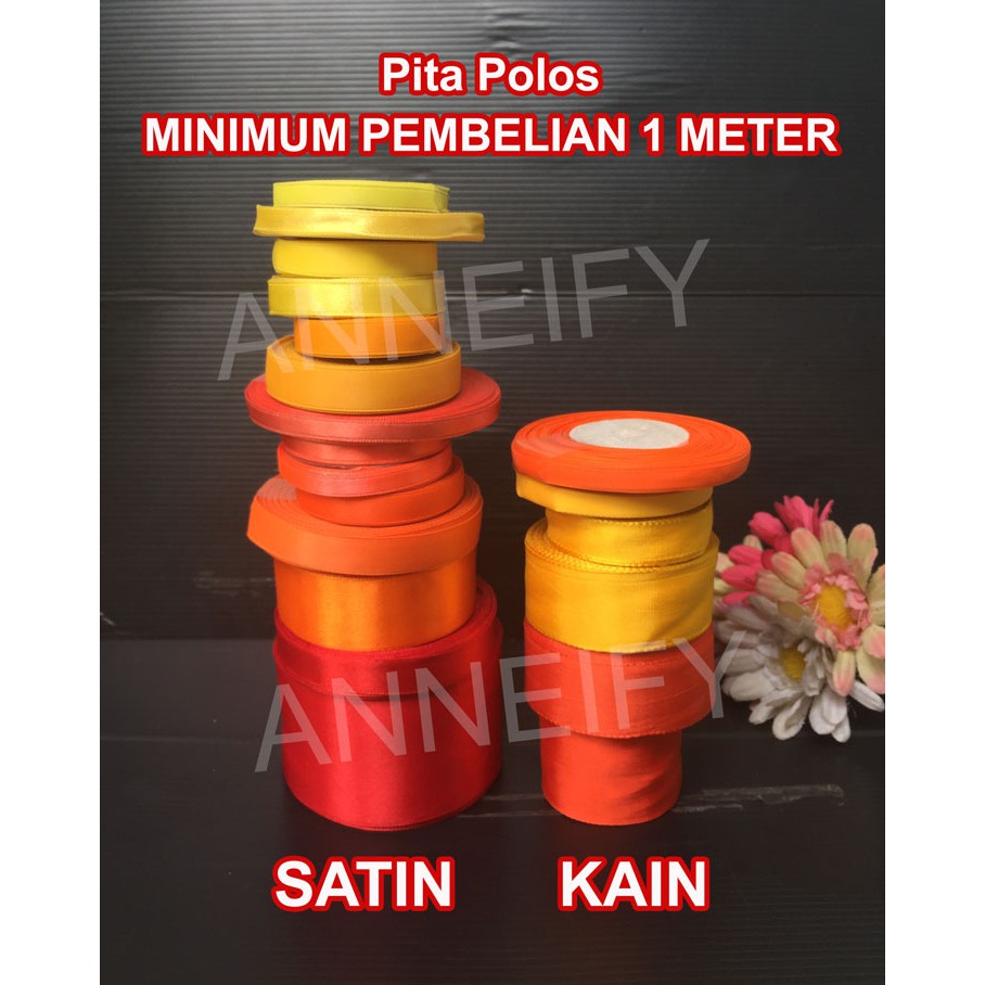 

[ECER METERAN] Pita Kain Satin Polos Merah Orange Kuning Dekorasi Planner Jurnal Kecil Lebar Bunga