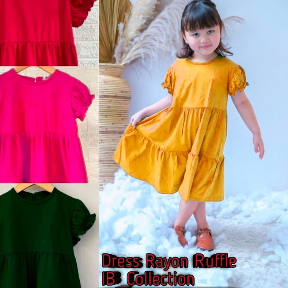 ⛄Mari Dicoba Baju bali Dress anak LENGAN KERUT rayon polos | daster anak | Baju anak | Ready Stok | 