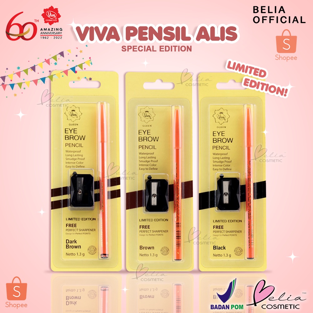 ❤ BELIA ❤ 100% ORIGINAL Pensil Pencil Alis VIVA Queen Limited Edition 60th Viva Anniversary 1.3 gram BPOM