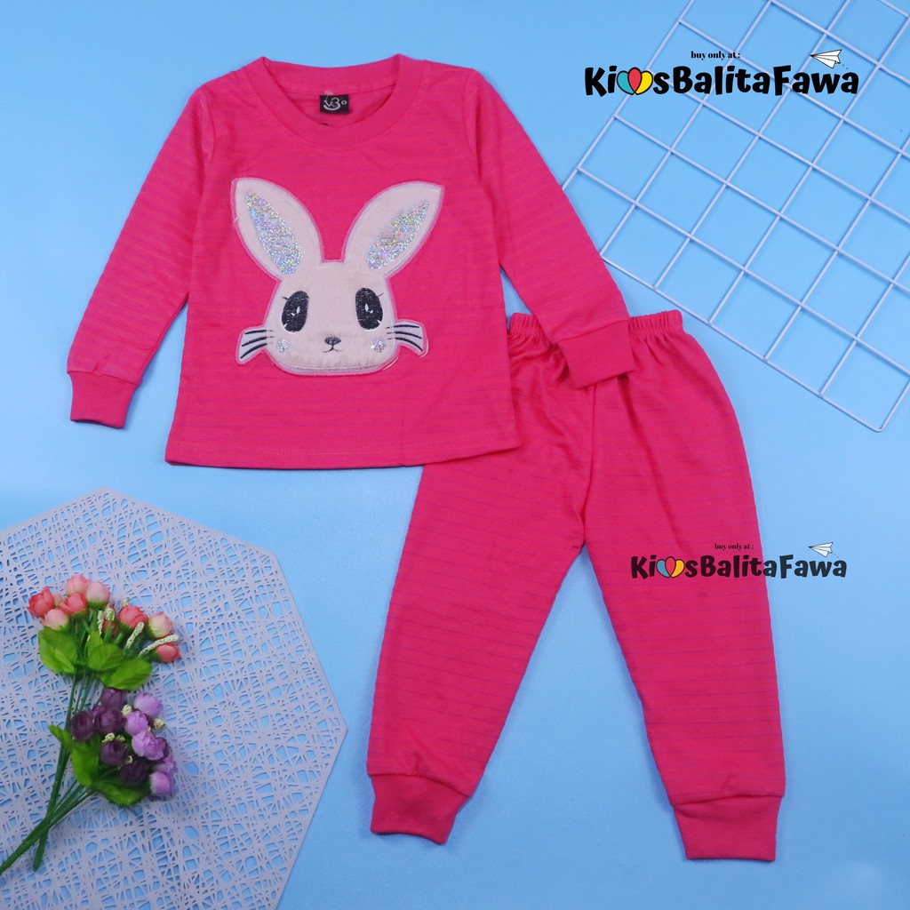 Set Bunny Kids uk Bayi-10 Tahun / EXPORT PREMIUM Setelan Karakter Kaos Piyama Tidur Anak Perempuan