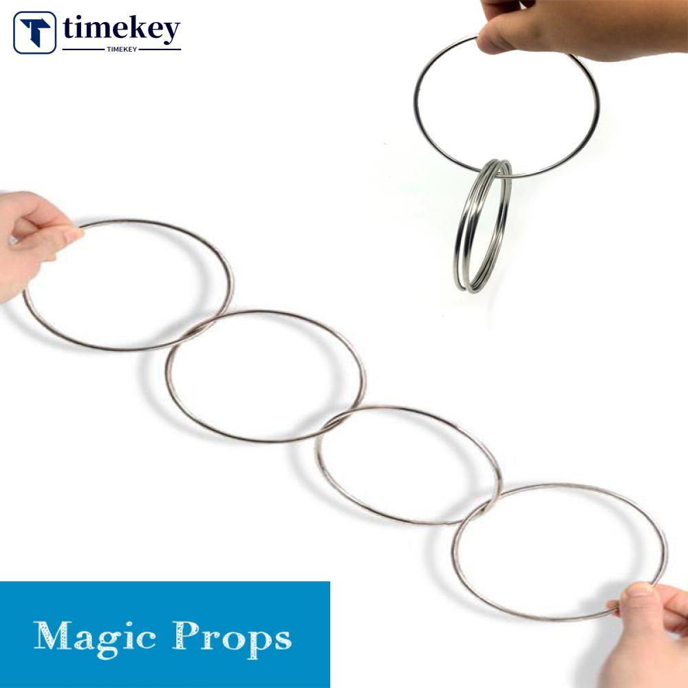 Timekey 4Pcs / Set Mainan Ring Metal Klasik Untuk Properti Sulap B6F3