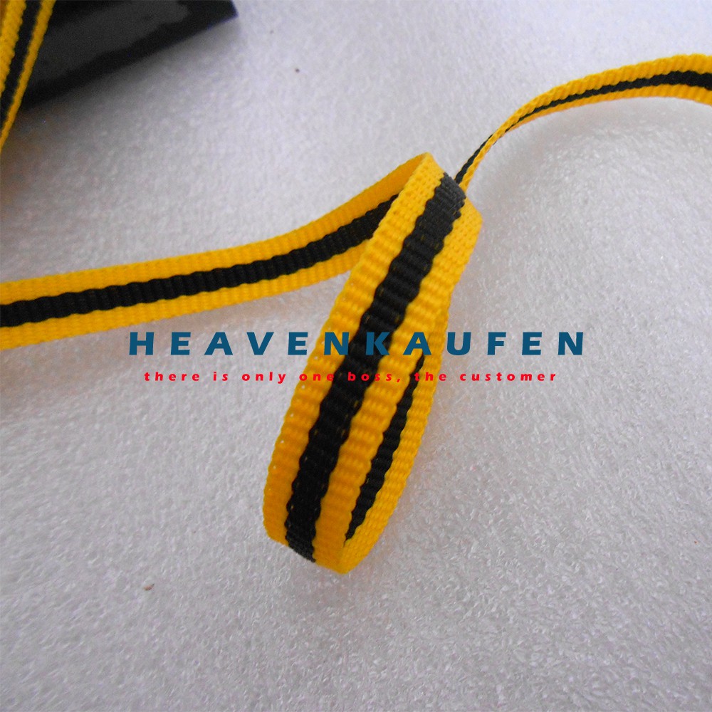 Tali Lanyard 1 cm Kuning Strip Hitam Meteran