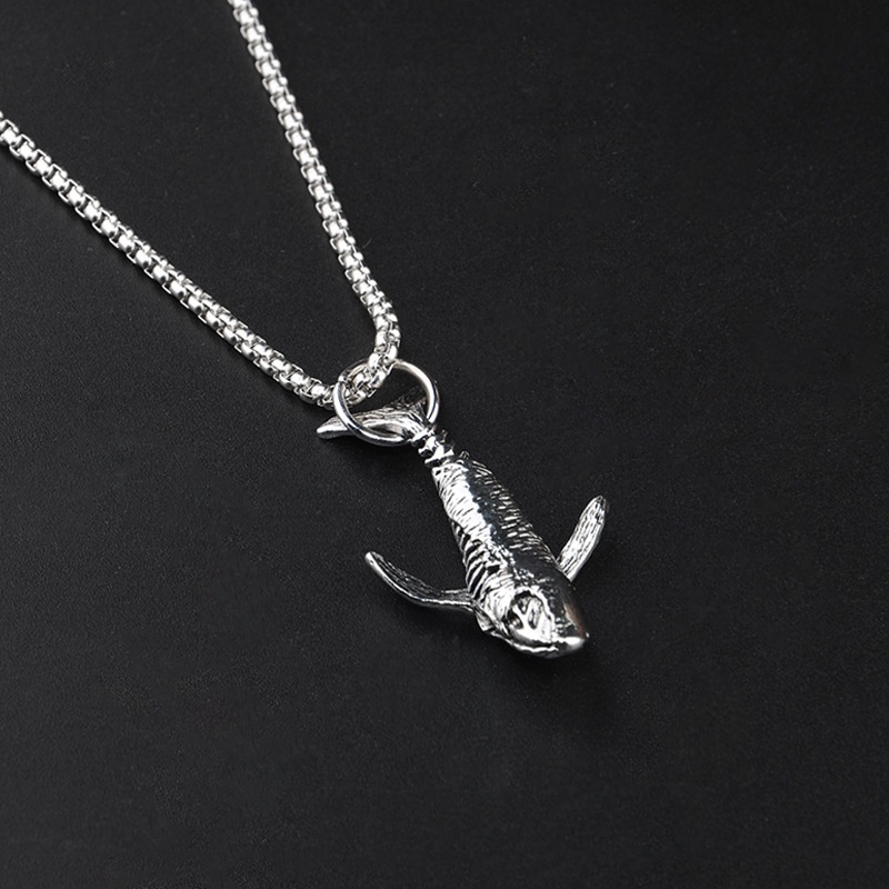 Whale Kalung Rantai Liontin Ikan Paus Bahan Titanium Steel Tahan Air Untuk Pria