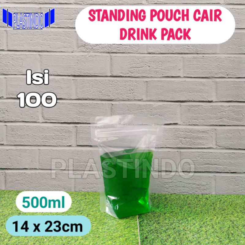 ISI 100 PCS DRINKPACK 500ML STANDING POUCH PLASTIK KLIP MINUMAN CAIRAN KPACK