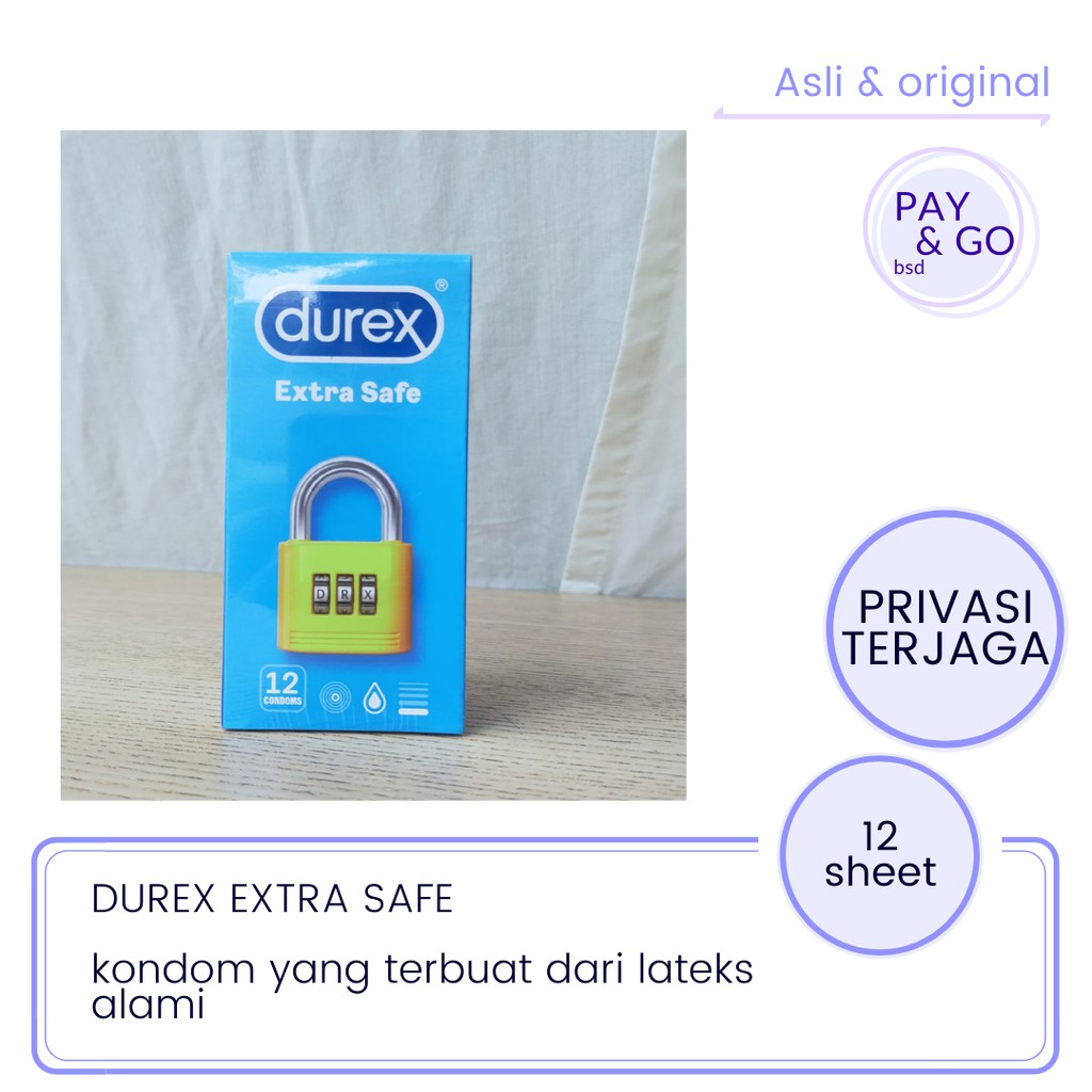 DUREX EXTRA SAFE ISI 12-ALAT KONTRASEPSI-KONDOM DUREX-DUREX CONDOMS EXTRA SAFE 12 SHEET