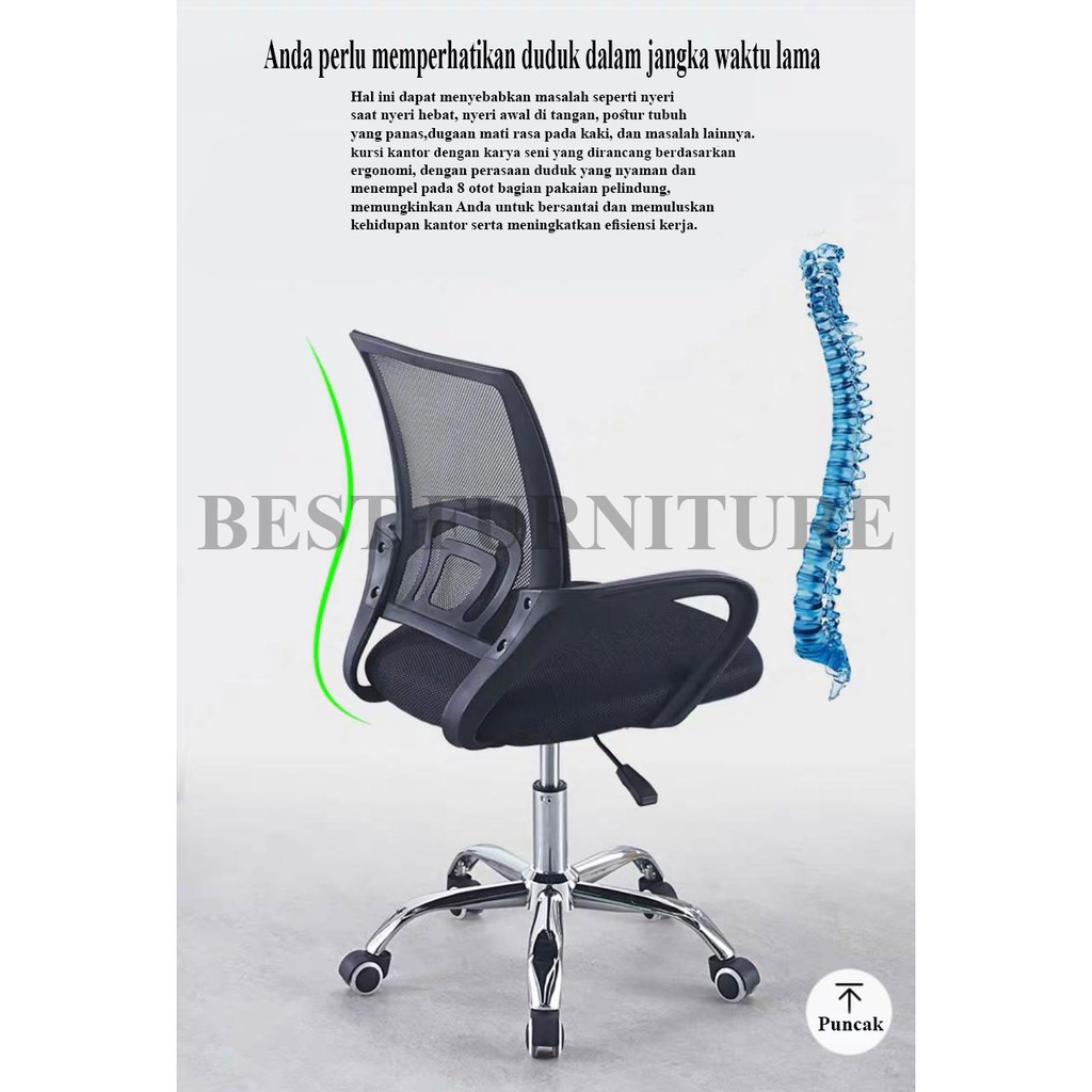 Best Kursi WFH Kursi Head Rest Kursi Staff Kursi Kantor Kursi Multifungsi Roda + Tilt + Hidrolik