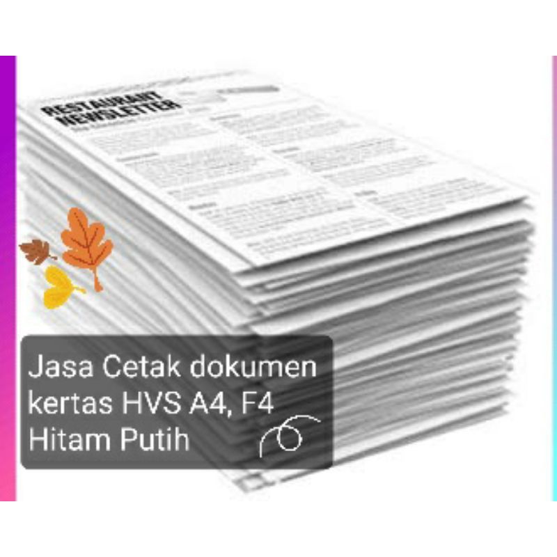 

print e-book/ print makalah / print dokumen / cetak kertas A4 70gsm hitam putih dan warna