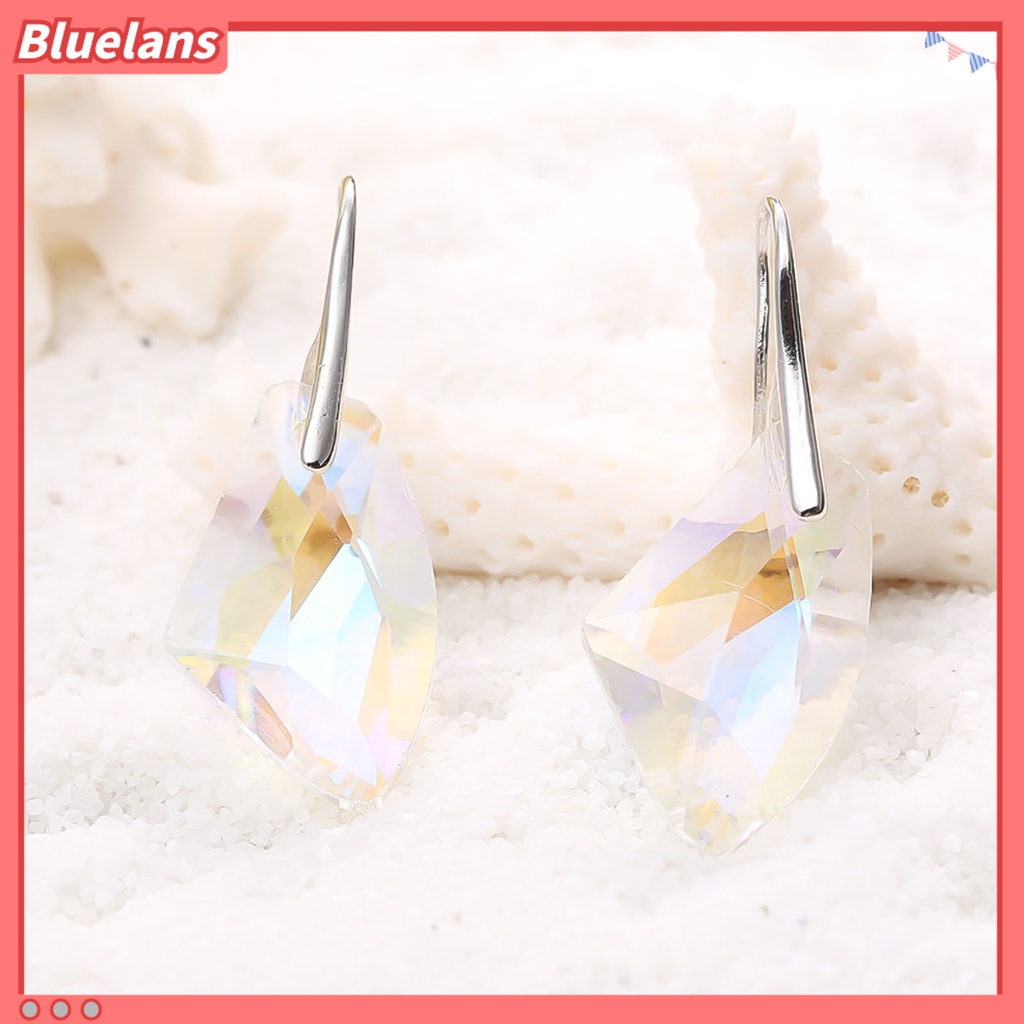 Bluelans Hook Earrings Irregular Cut Rhinestone Dangle Women Piercing Earrings Jewelry