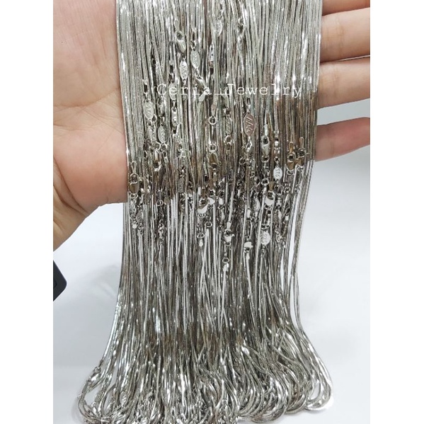 Kalung Perak Pria Wanita Asli Silver 925 Lapis Emas Putih Model Kasandra Flexy 45Cm - Perhiasan Perak Asli