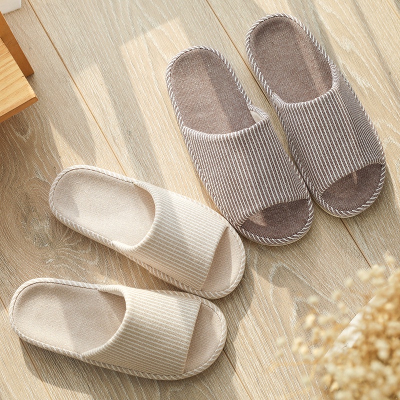 Gaya Jepang Lantai Rumah Tangga Linen Sandal Musim Semi dan Musim Gugur Indoor Non-Slip Tebal Bawah