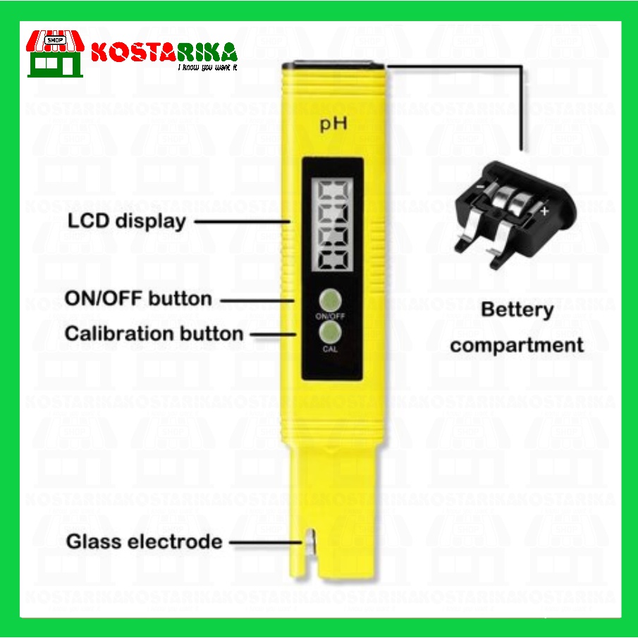 KOSTARIKA Ph Meter Alat Ukur Air Hidroponik Ph Meter Digital Ph Air Digital Ph