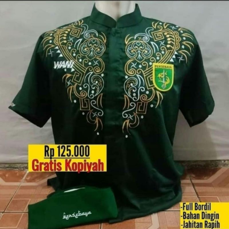 Baju taqwa Persebaya Surabaya / Baju koko bonek / Baju muslim pria / cowok / laki laki