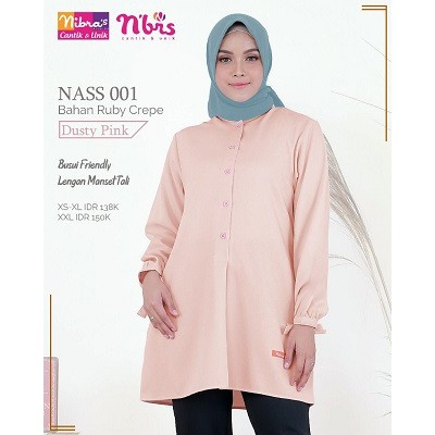 NIBRAS NASS 01 BAHAN RUBY CREPE ATASAN WANITA POLOS BLOUSE MUSLIMAH MODERN TRENDY FASHIONABLE