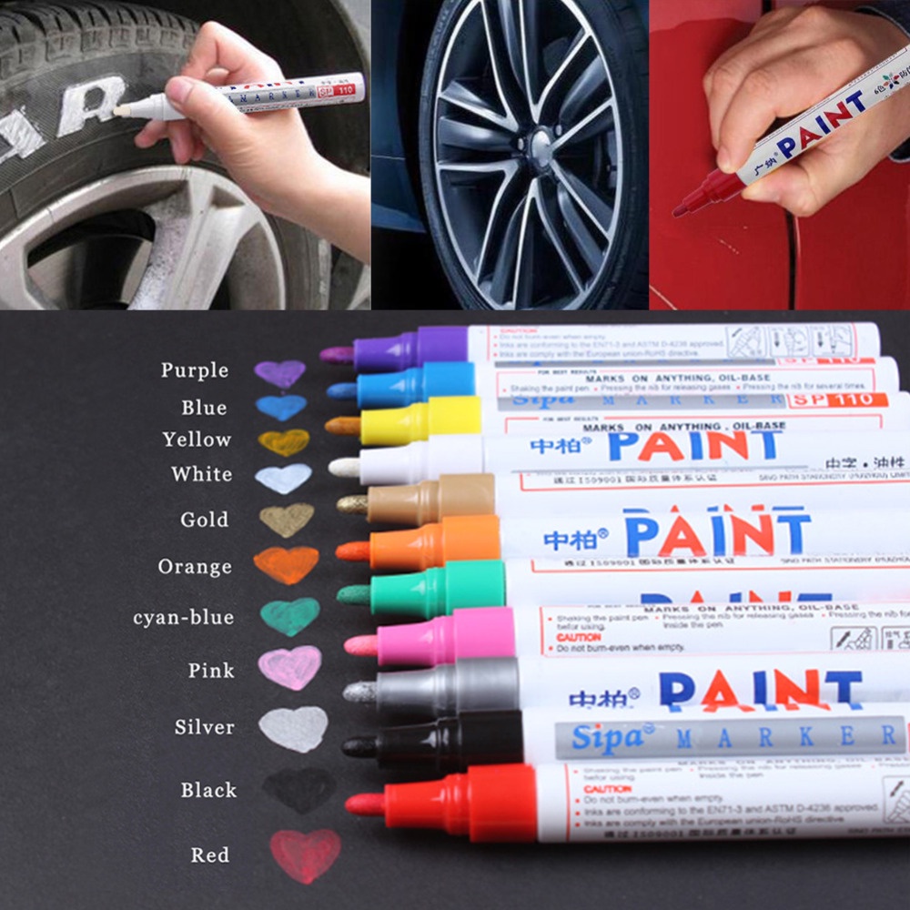 Pen Cat Ban Roda waterproof paint metal permanent marker Kartu Hitam tire track DIY album