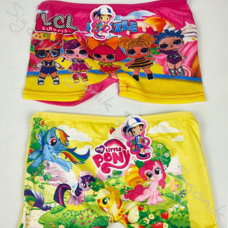 Boxer Celana Dalam Anak Cewek Perempuan M L XL Happy Girl Celana Pendek Bocah Motif Lucu Sigonik