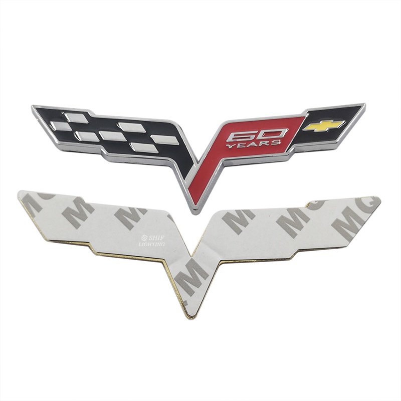 1pc Stiker Emblem Logo Chevrolet 60 YEARS Bahan Metal Untuk Bagasi Belakang Mobil