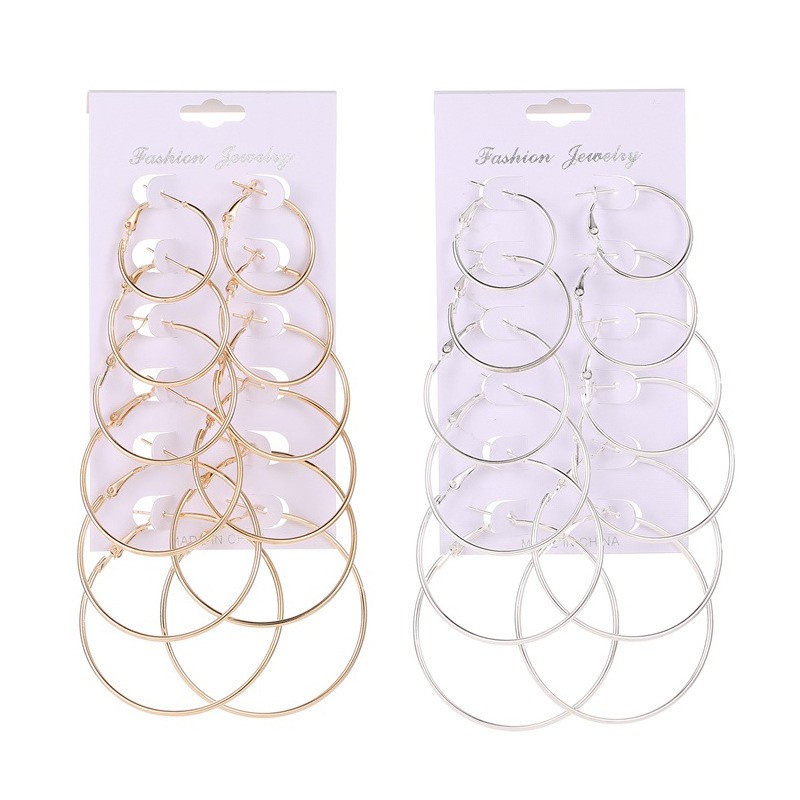 [ACKER] 6Pasang/Set Geometris Wanita Circular Anting Simpai Hadiah Untuk Wanita