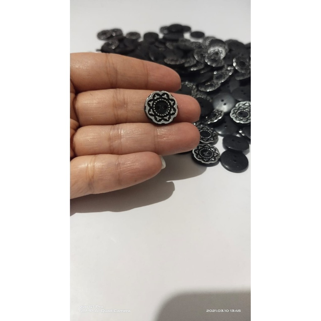 kancing manohara  1 Gross 13 mm - 15mm - 21 mm kancing corak 24 L - konektor masker - Kancing Hitam - Kancing