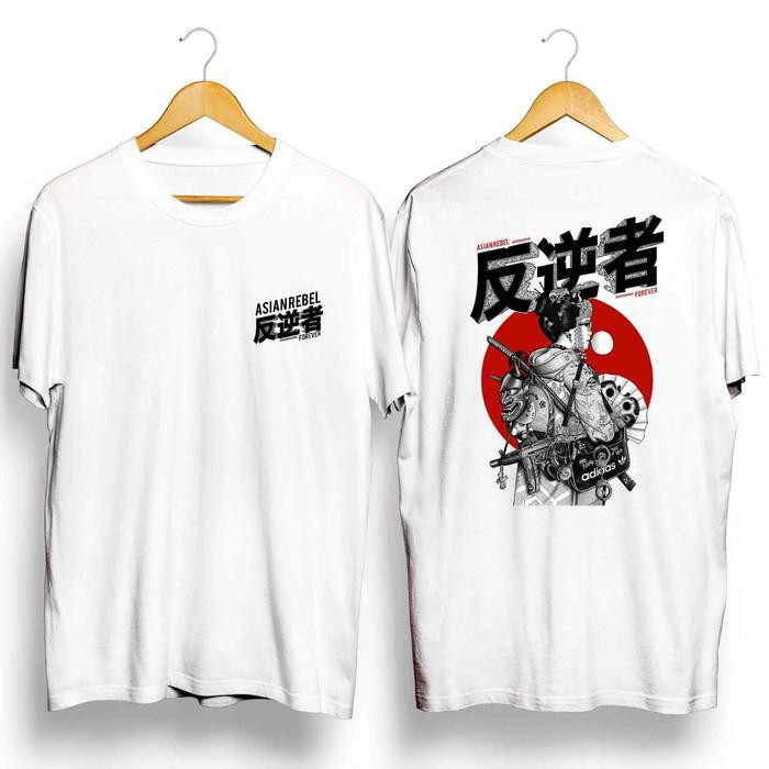 Kaos Putih Gambar Asian Rebel/ Baju Distro Pria Keren Grosir Murah