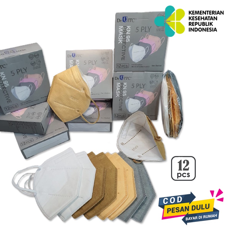 Masker KN 95 5Ply 12pcs Warna Soft Protective Mask Earloop Disposable Mask original Embos Premium