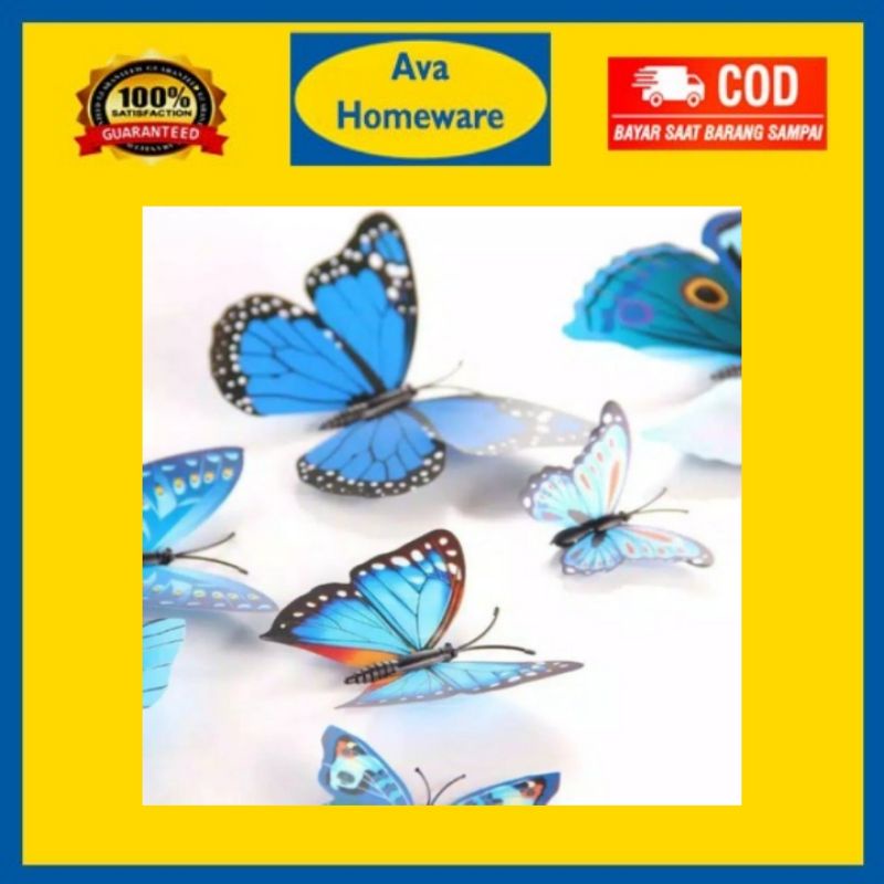 Isi 12 Pcs STIKER DINDING 3D MOTIF KUPU-KUPU - AC 67 - Sticker Wall Stiker Dekorasi walstiker dindin