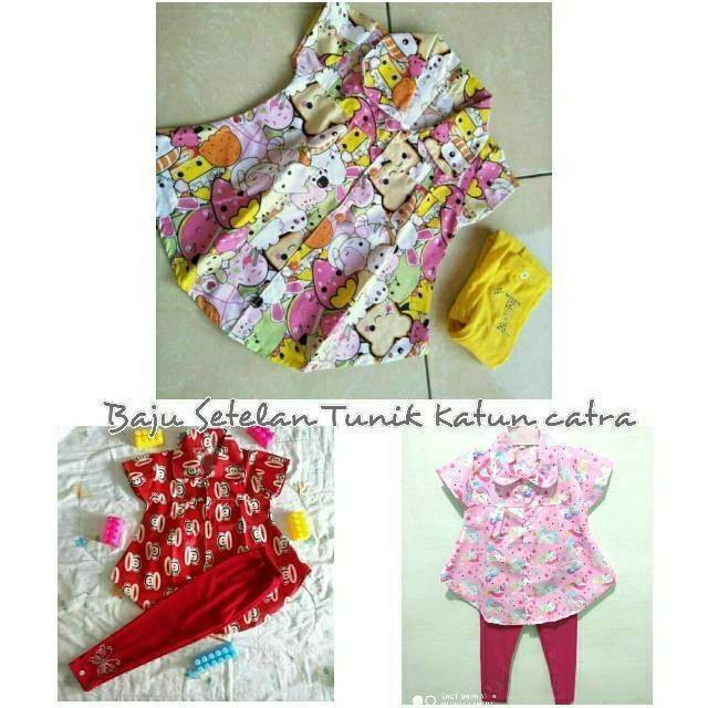 SETELAN ANAK TUNIK PILIH MOTIF 1 sampai 6 tahun ( BAJU + CELANA )