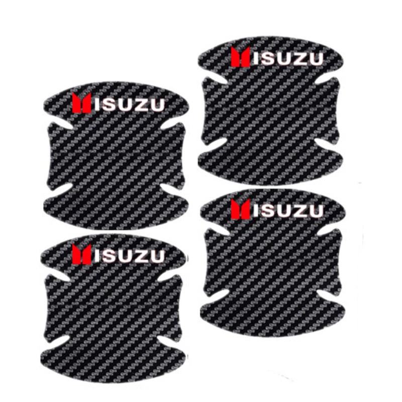 4 / 8pcs Stiker Handle Pintu Mobil Anti Gores Bahan Carbon Fiber Untuk Isuzu D-Max MUX Dmax