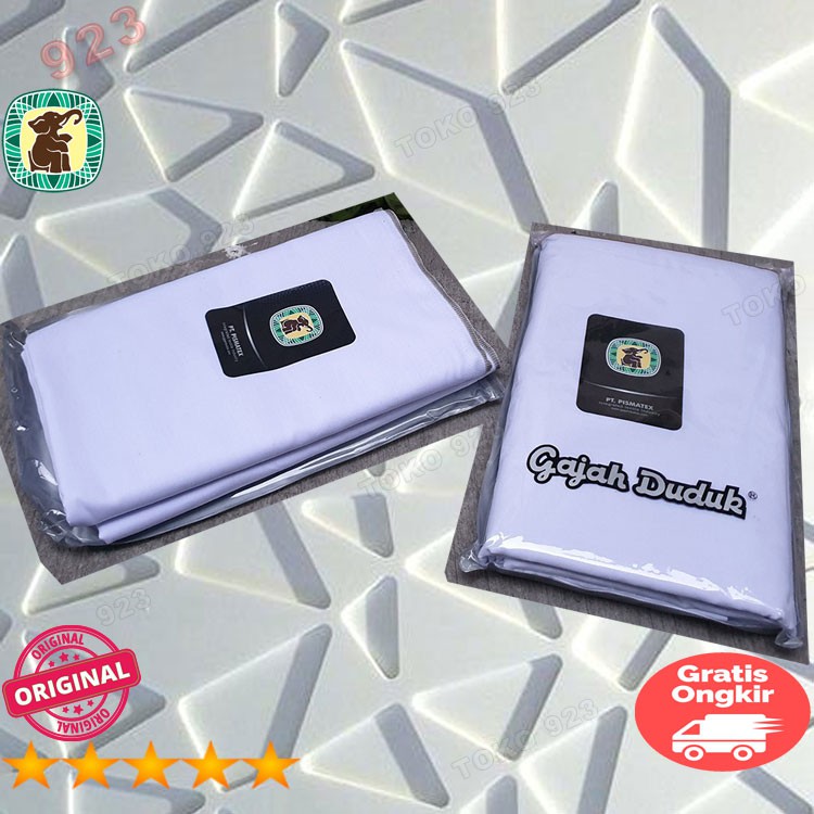 Gajah Duduk G24-14 Kain Sarung Polos Dewasa Putih Original Tenun