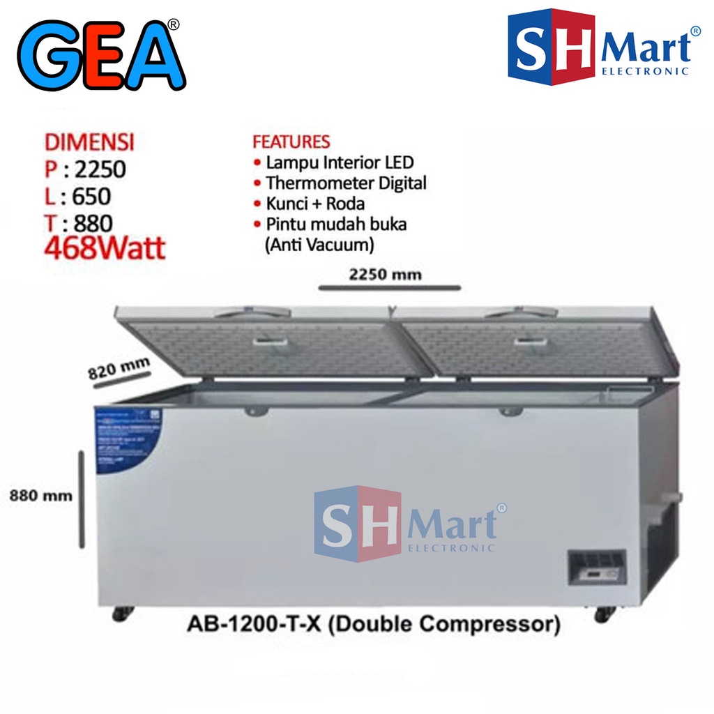 CHEST FREEZER GEA AB-1200TX AB1200TX 1050 LITER FREEZER BOX GARANSI RESMI (MEDAN)