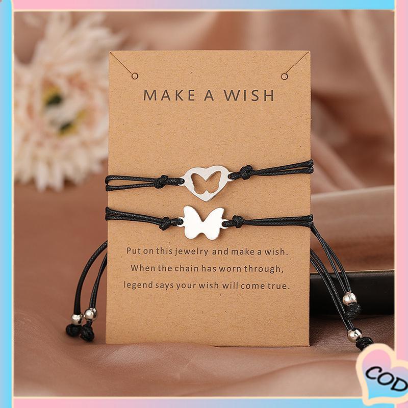 COD❤️Gelang Tangan Rantai Stainless Steel Aksen Kupukupu Hollow Untuk Pasanganpriawanita-A.one